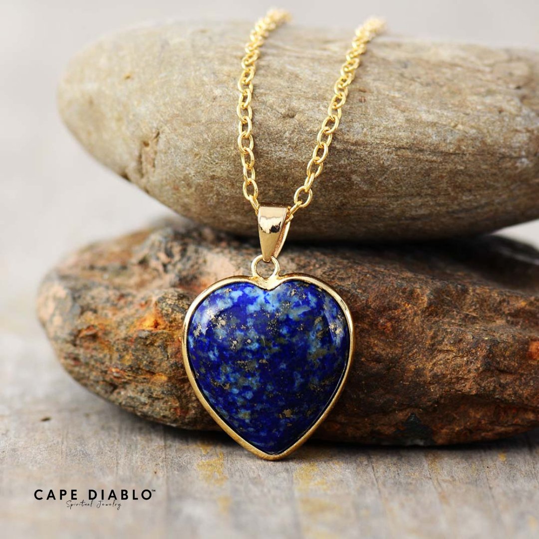 Elegant Lapis Heart Necklace - Luulink