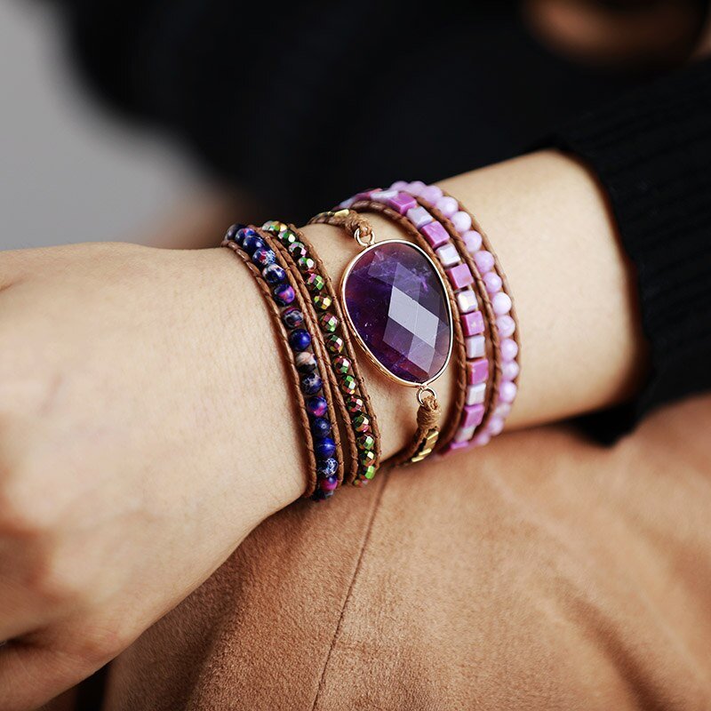 Enchanting Amethyst Wrap Bracelet - Luulink