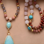 Frosted Turquoise and Amazonite Protection Necklace - Luulink