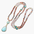 Frosted Turquoise and Amazonite Protection Necklace - Luulink