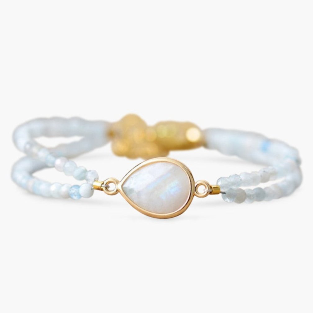 Glistening Moonstone Teardrop Bracelet - Luulink