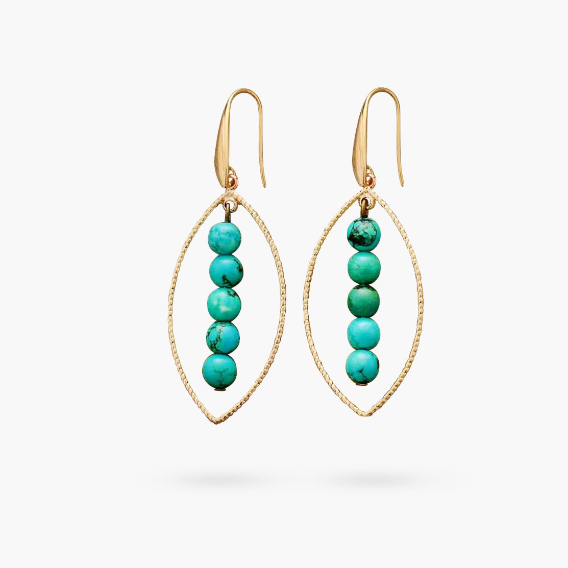 Gold Oval Turquoise Earrings - Luulink