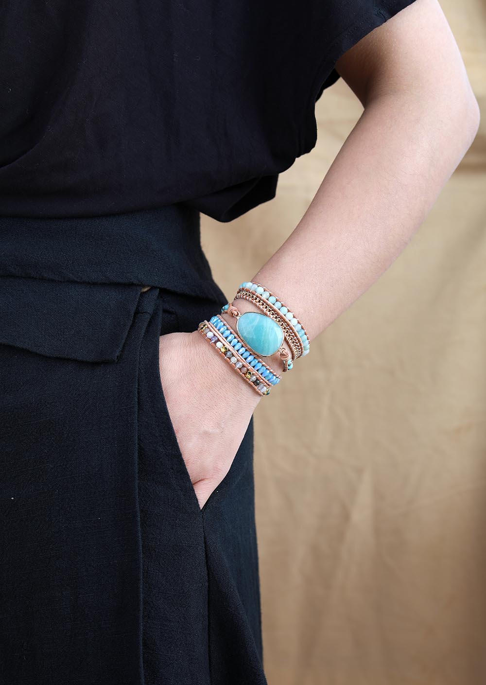 Healing Amazonite Protection Wrap Bracelet - Luulink