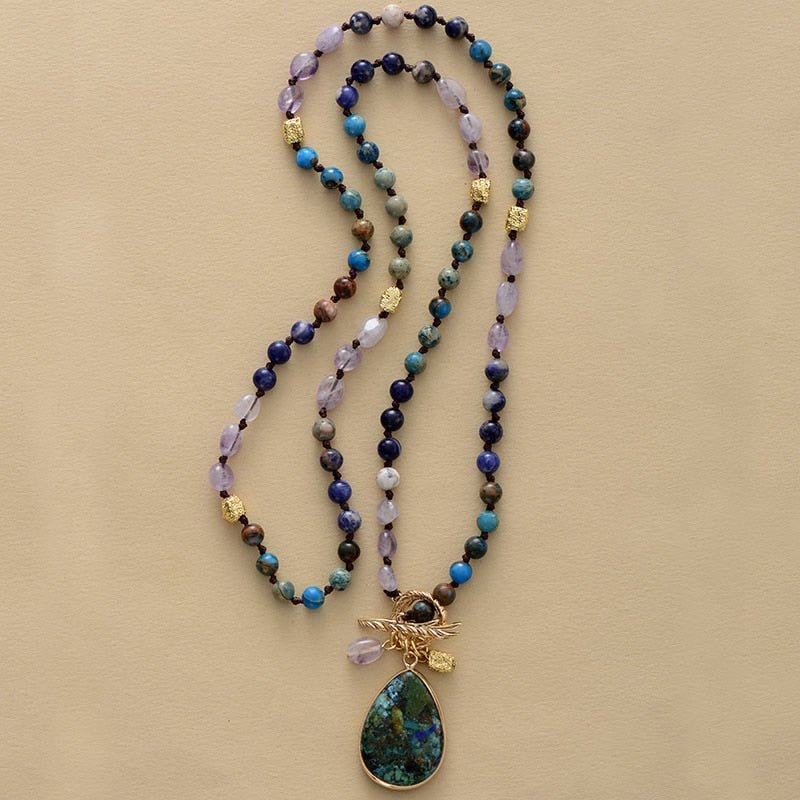 Healing Amethyst Teardrop Pendant Necklace - Luulink