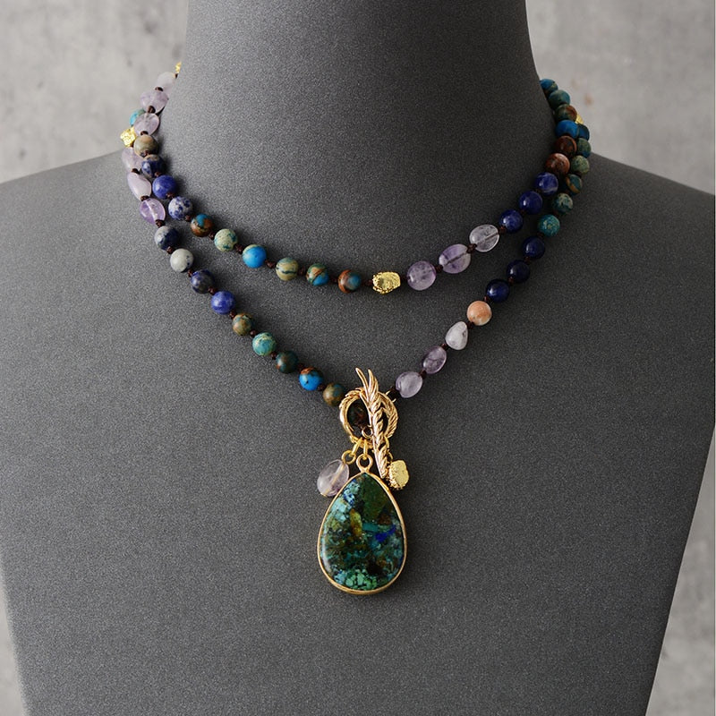 Healing Amethyst Teardrop Pendant Necklace - Luulink