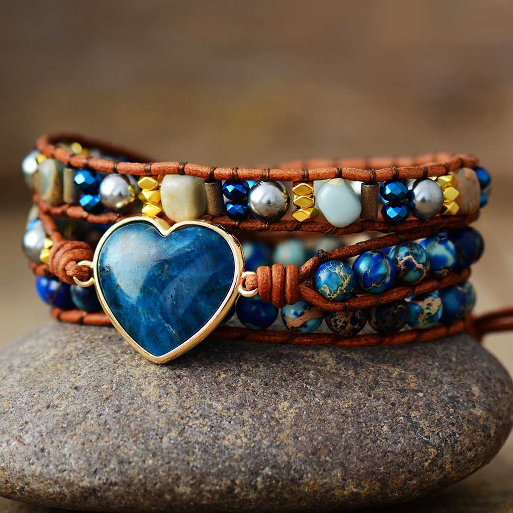 Healing Apatite Heart Wrap Bracelet - Luulink