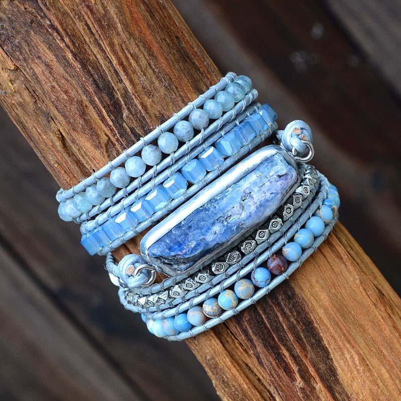 Healing Topaz Queen Silver Wrap Bracelet - Luulink