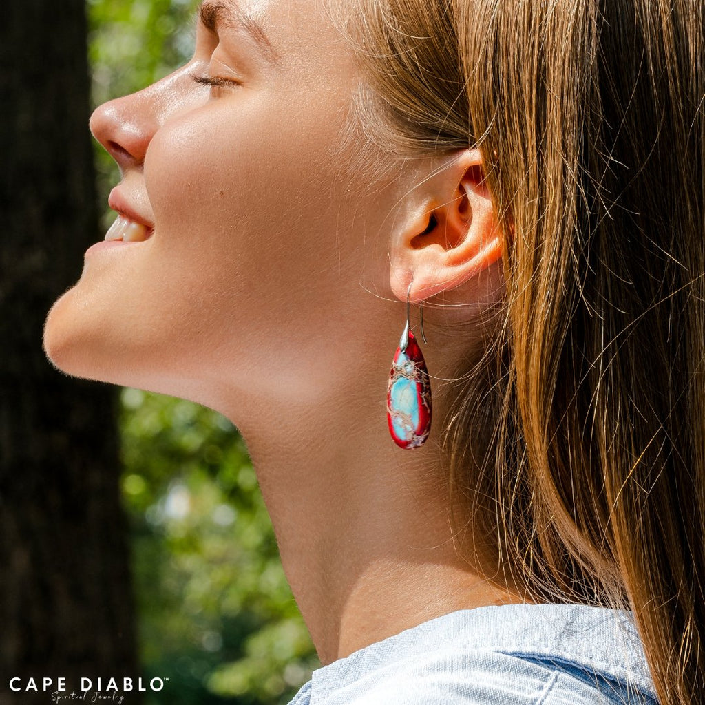 Imperial Jasper Teardrop Earrings - Luulink