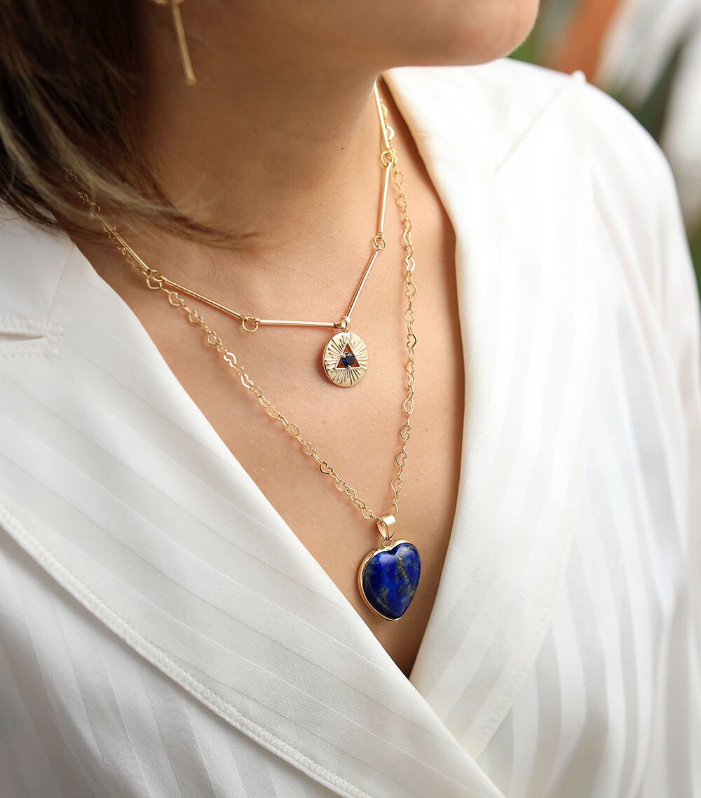 Intense Lapis Lazuli Heart Necklace - Luulink