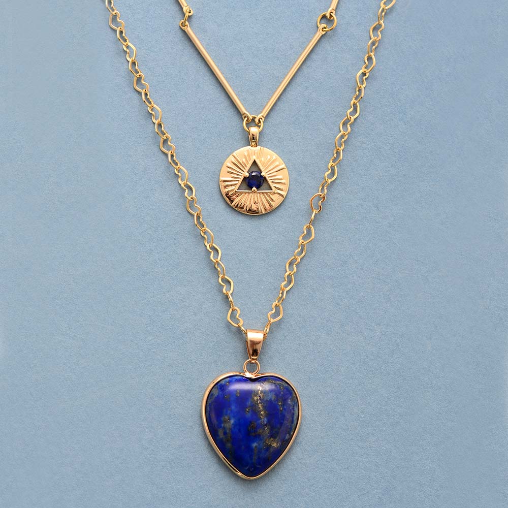 Intense Lapis Lazuli Heart Necklace - Luulink