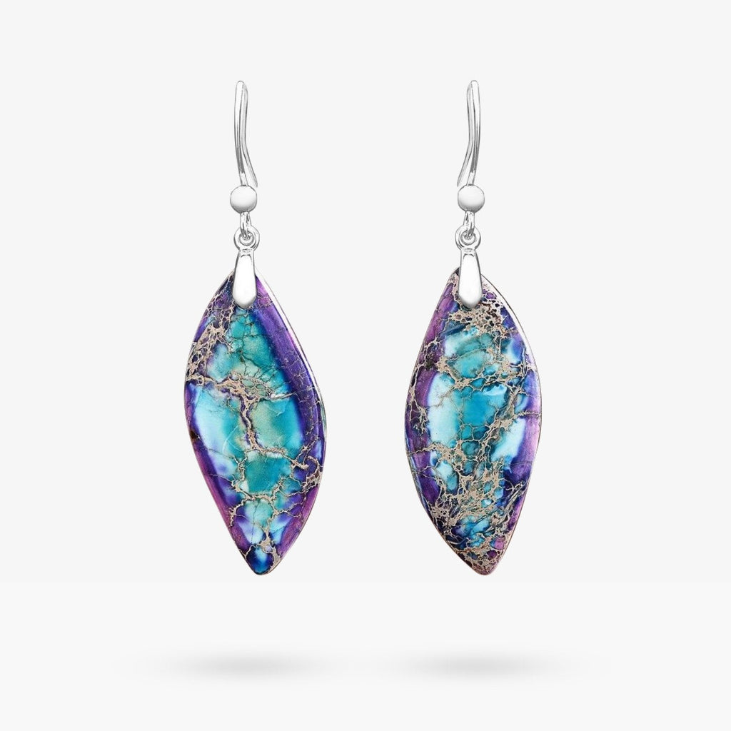 Jasper Leaf Dangle Earrings - Luulink