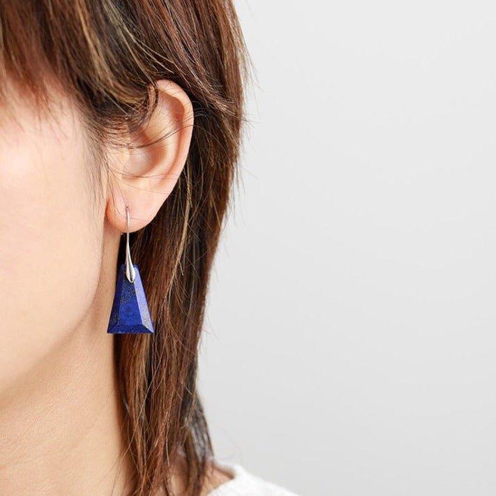 Lapis Lazuli Geometric Drop Earrings - Luulink