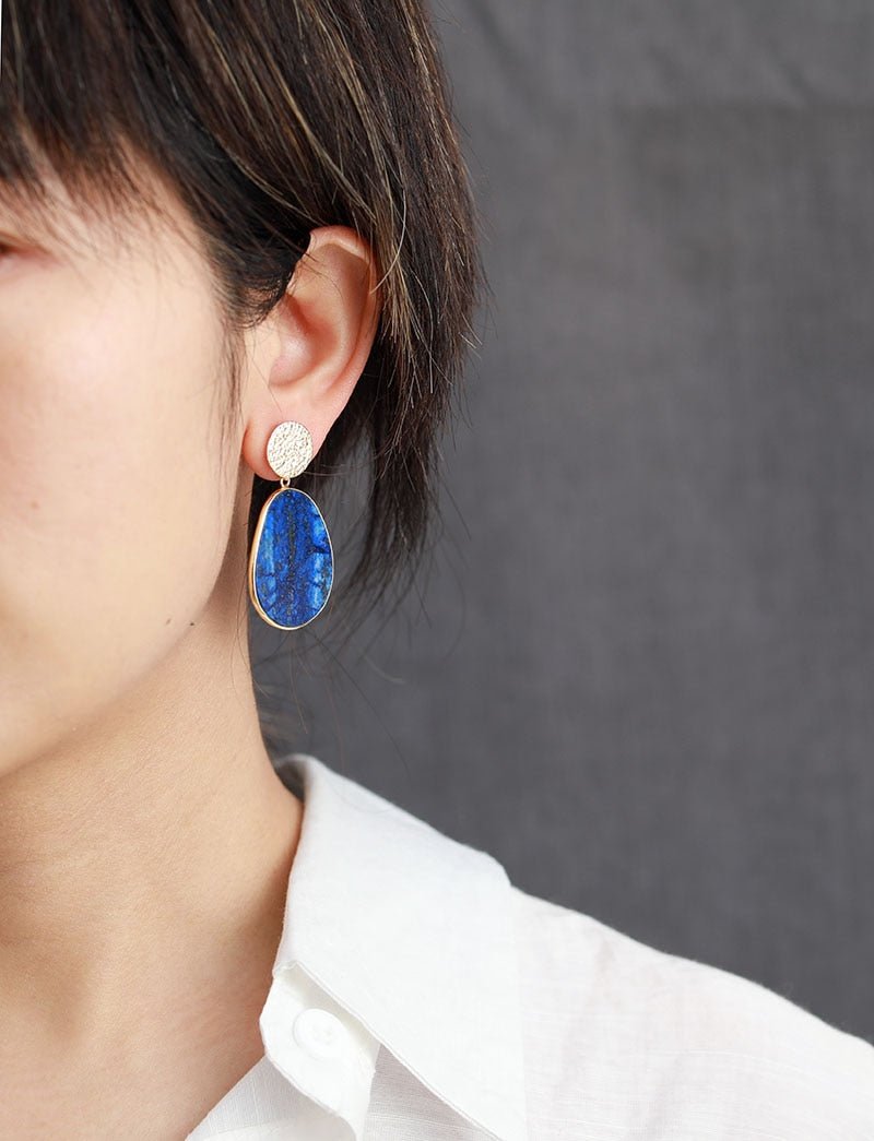 Lapis Lazuli Protection Drop Earrings - Luulink