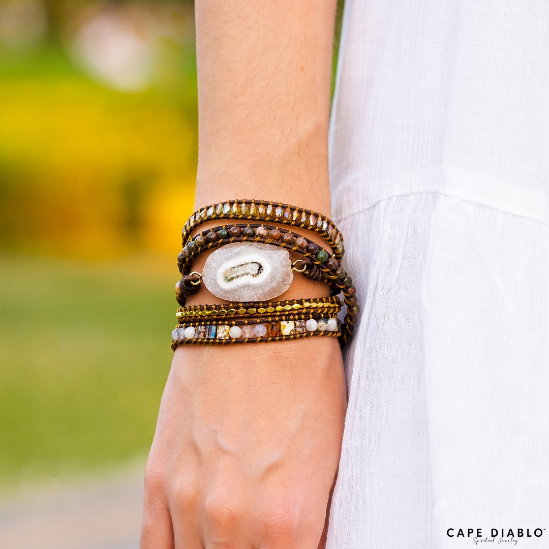 Moonlight Goddess Agate Wrap Bracelet - Luulink