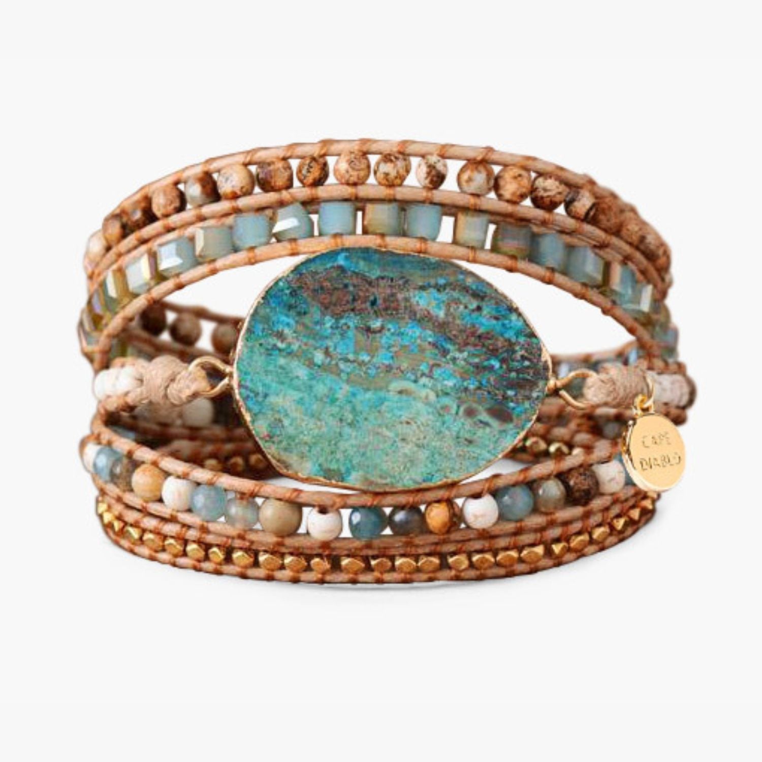 Non-Leather Blue Earth Jasper Bracelet - Luulink