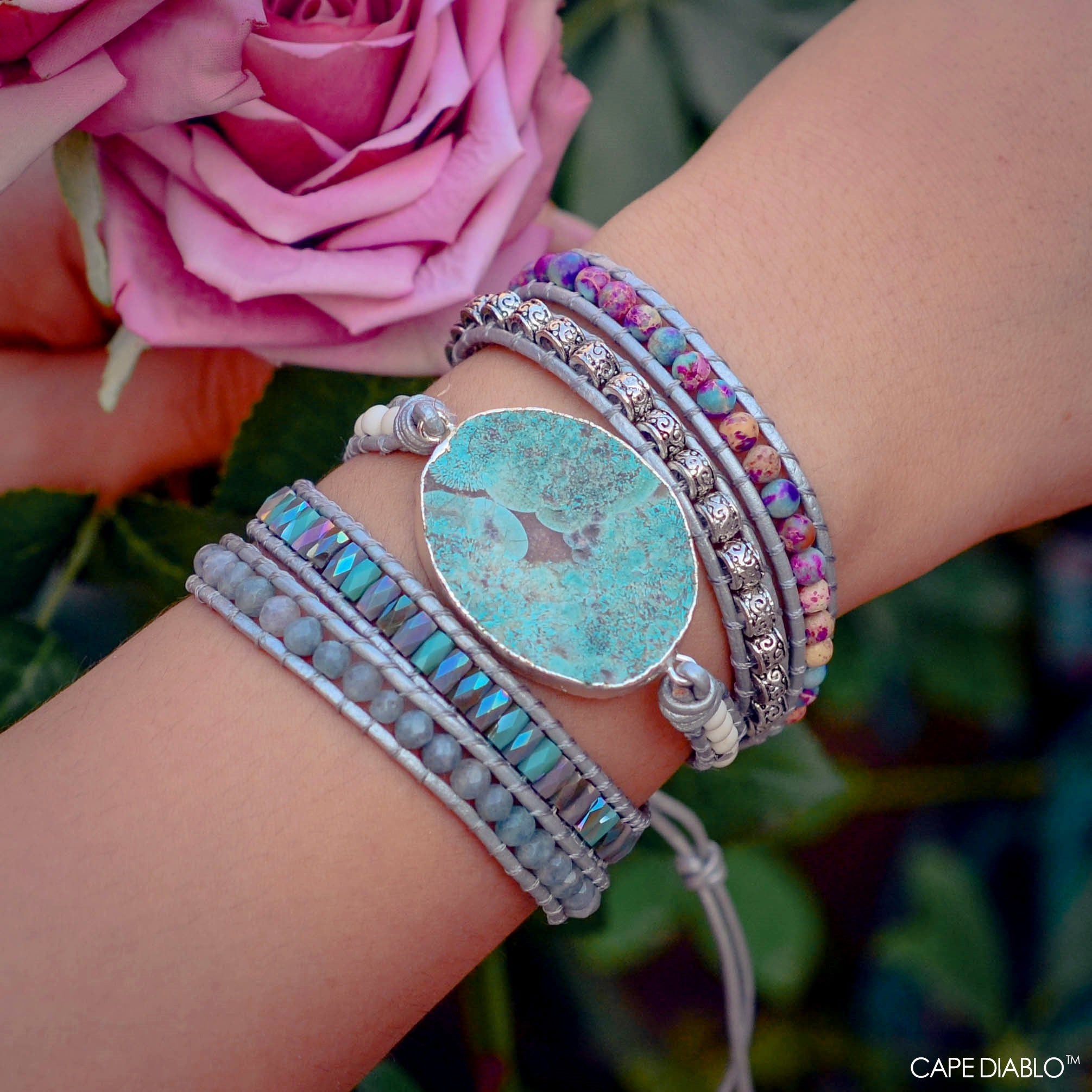 Ocean Jasper Protection Wrap Bracelet - Luulink
