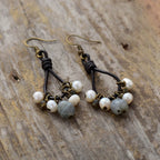 Pearls & Labradorite Leather Earrings - Luulink