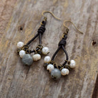 Pearls & Labradorite Leather Earrings - Luulink