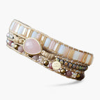 Precious Rose Quartz Teardrop Wrap Bracelet - Luulink