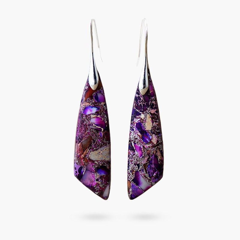 Purple Jasper Hook Earrings - Luulink