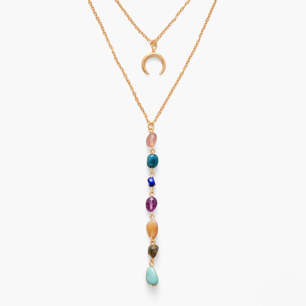 Rain 7 Chakra Heart Gold Chain Necklace - Luulink