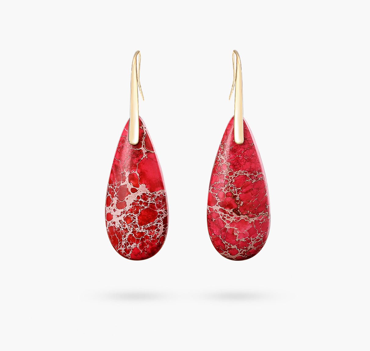 Red Imperial Jasper Teardrop Earrings - Luulink