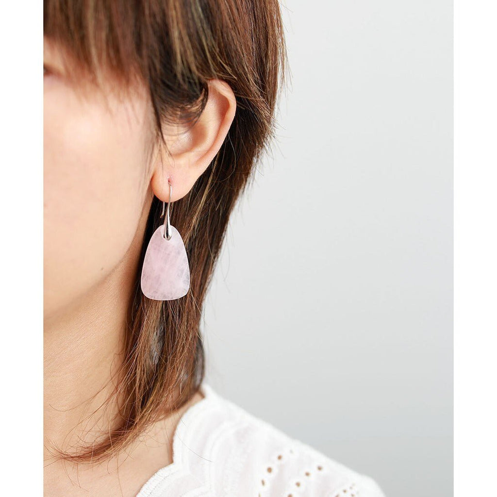 Rose Quartz Protection Drop Earrings - Luulink
