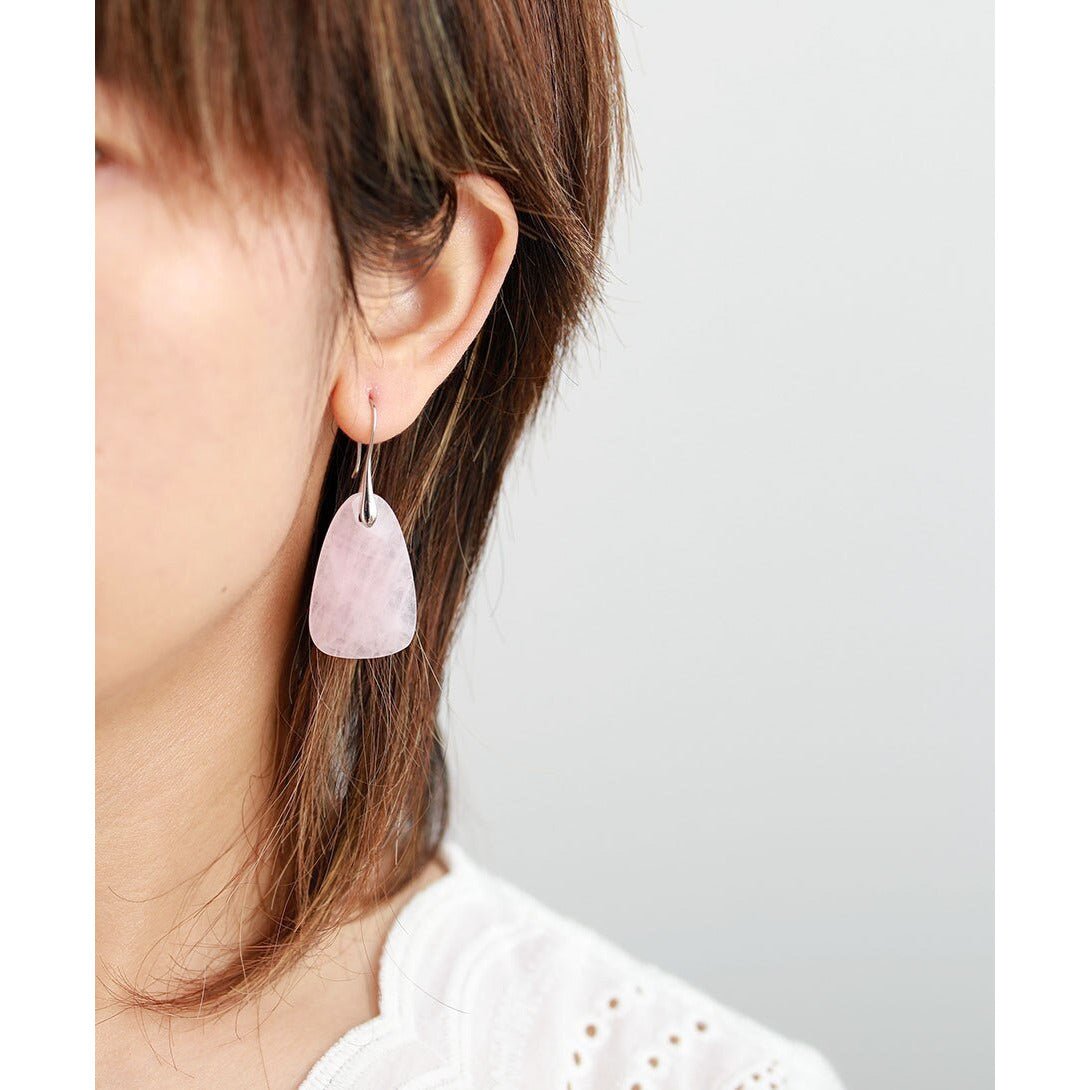 Rose Quartz Protection Drop Earrings - Luulink