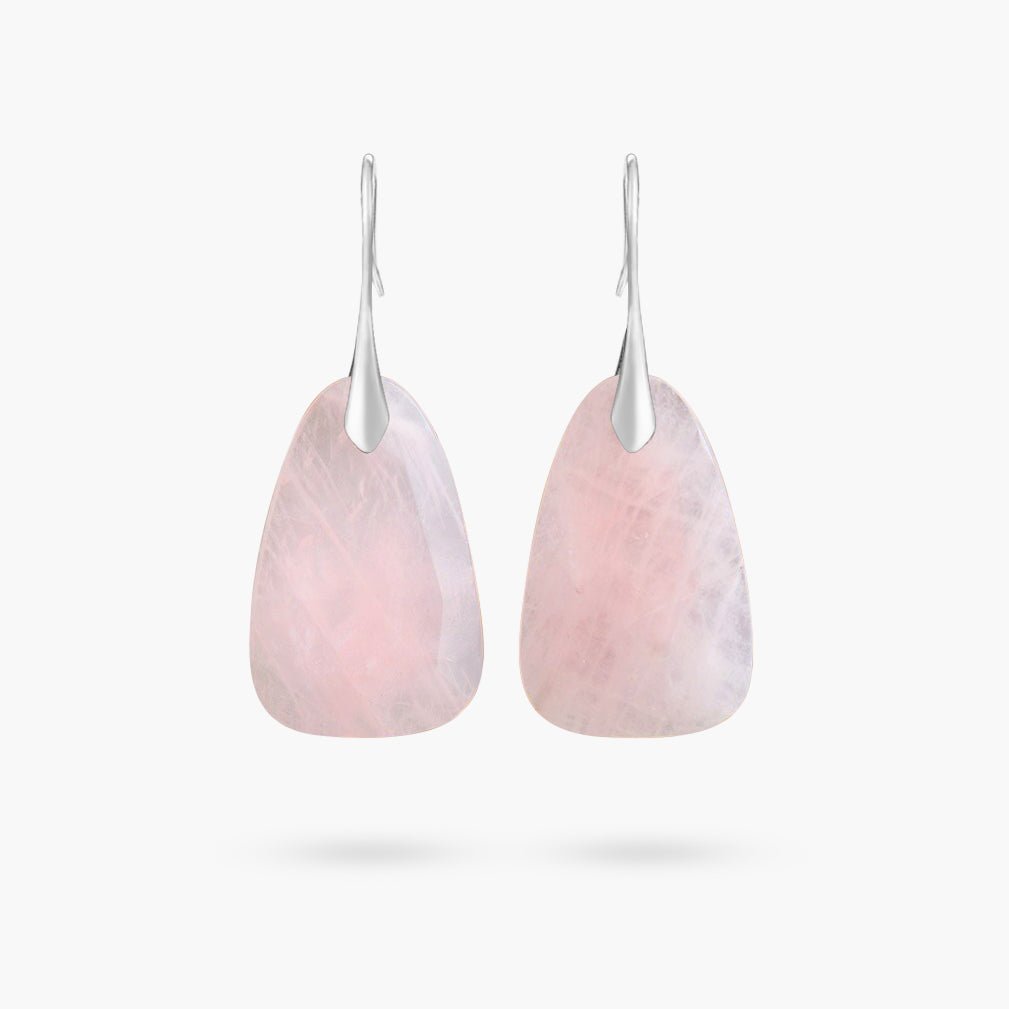 Rose Quartz Protection Drop Earrings - Luulink