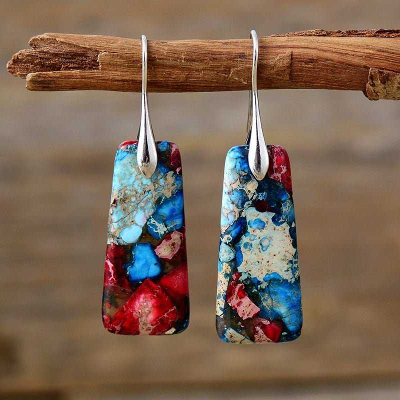 Scarlet Tides Jasper Dangle Earrings - Luulink