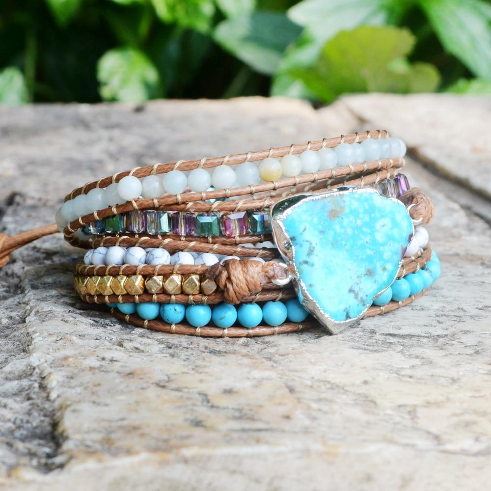 Turquoise Cascade Silver Wrap Bracelet - Luulink