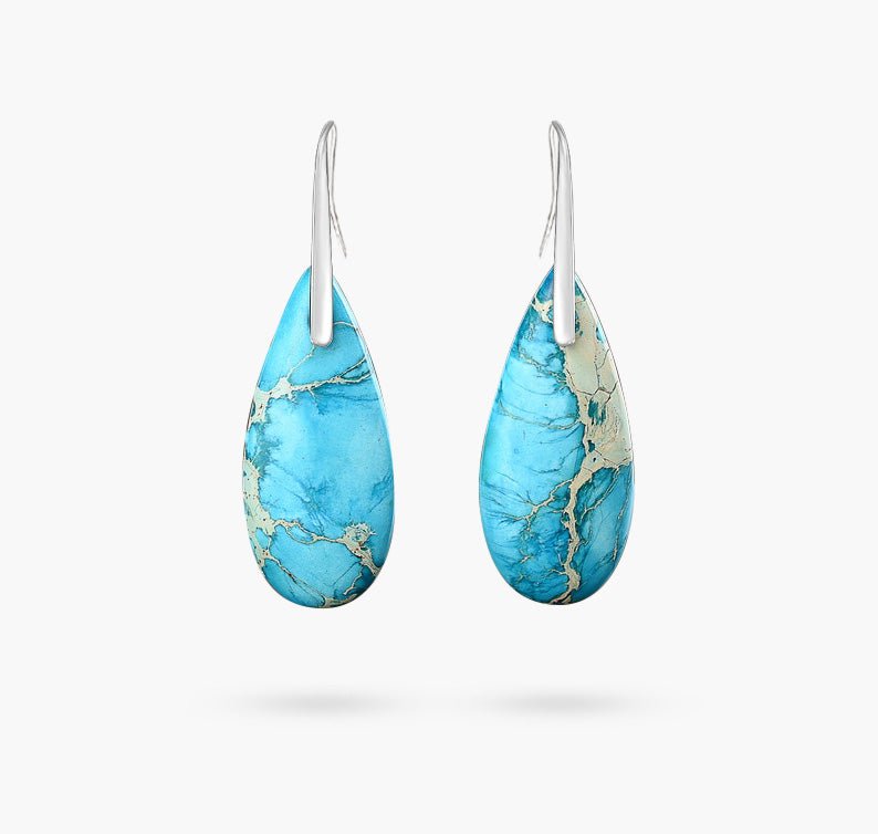 Turquoise Jasper Protection Drop Earrings - Luulink