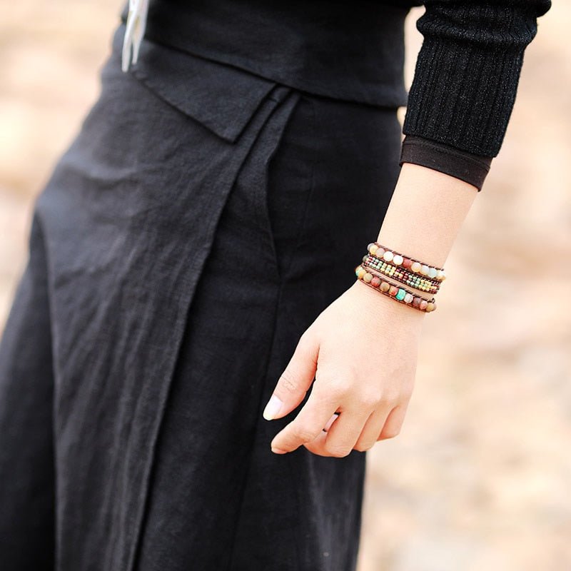 Vintage Jasper Wrap Bracelet - Luulink